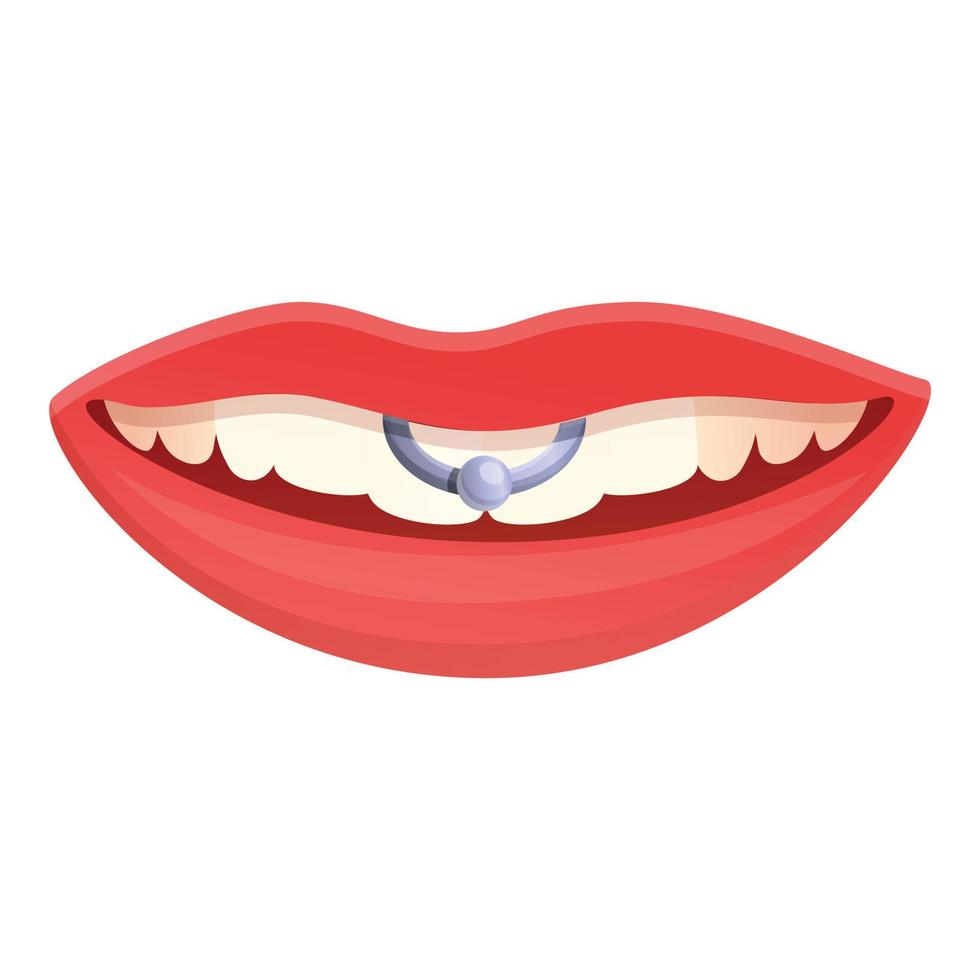 icono de perforación de labios, estilo de dibujos animados vector