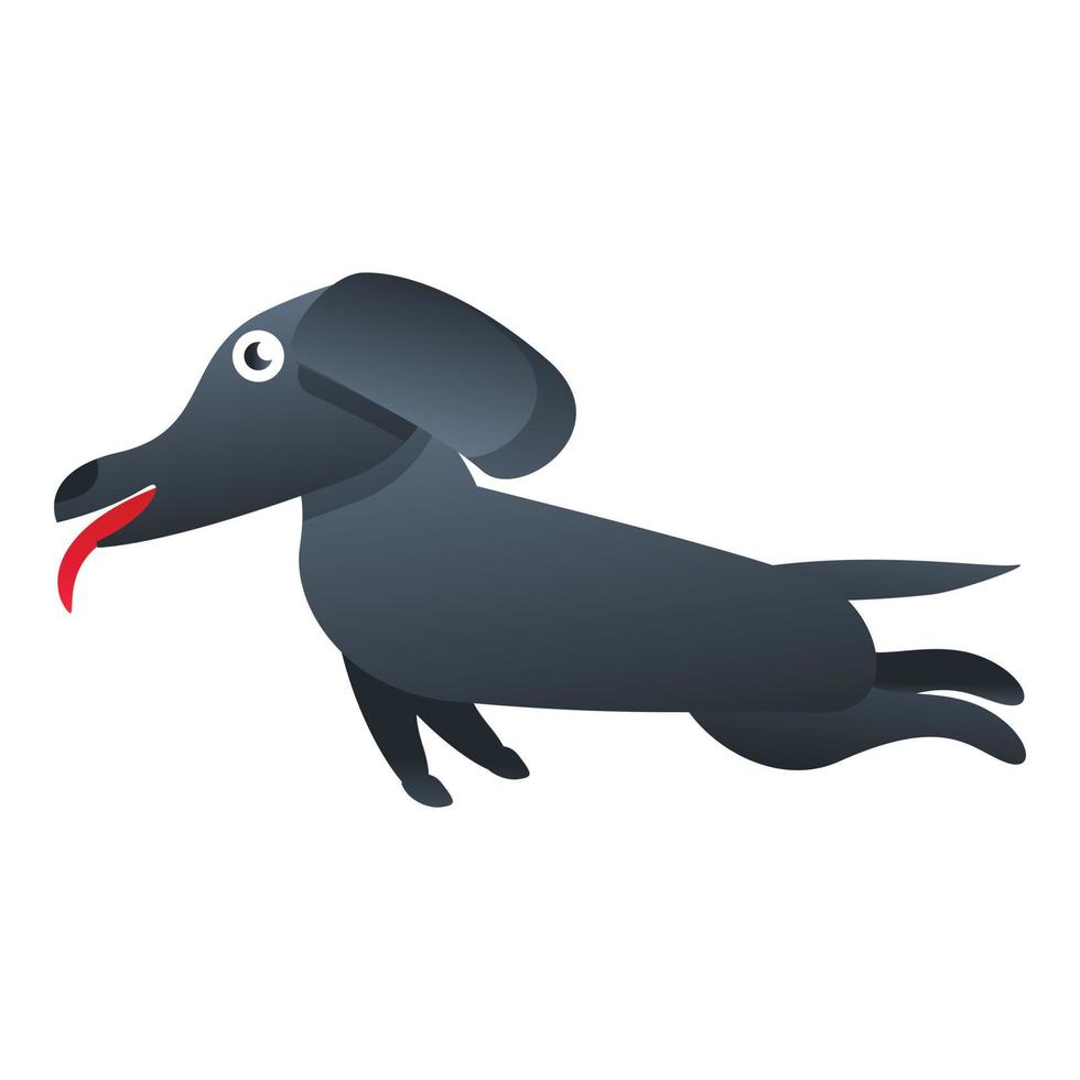 Running dachshund icon, cartoon style vector