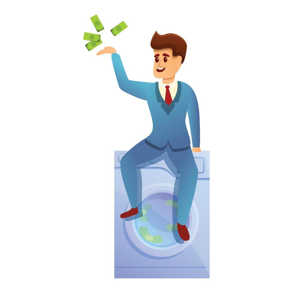 Money in laundry icon, cartoon style vector