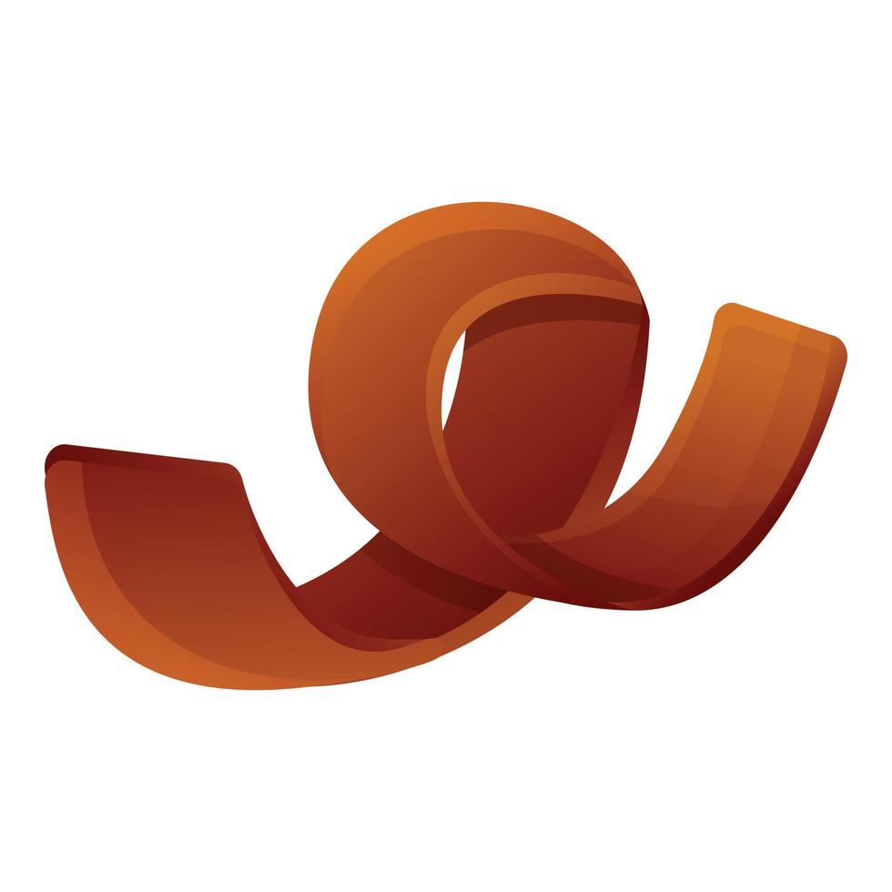 Curl chocolate piece icon, cartoon style vector