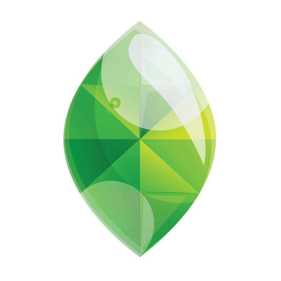 Green gem icon, cartoon style vector