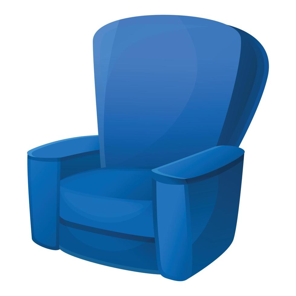 icono de sillón azul, estilo de dibujos animados vector