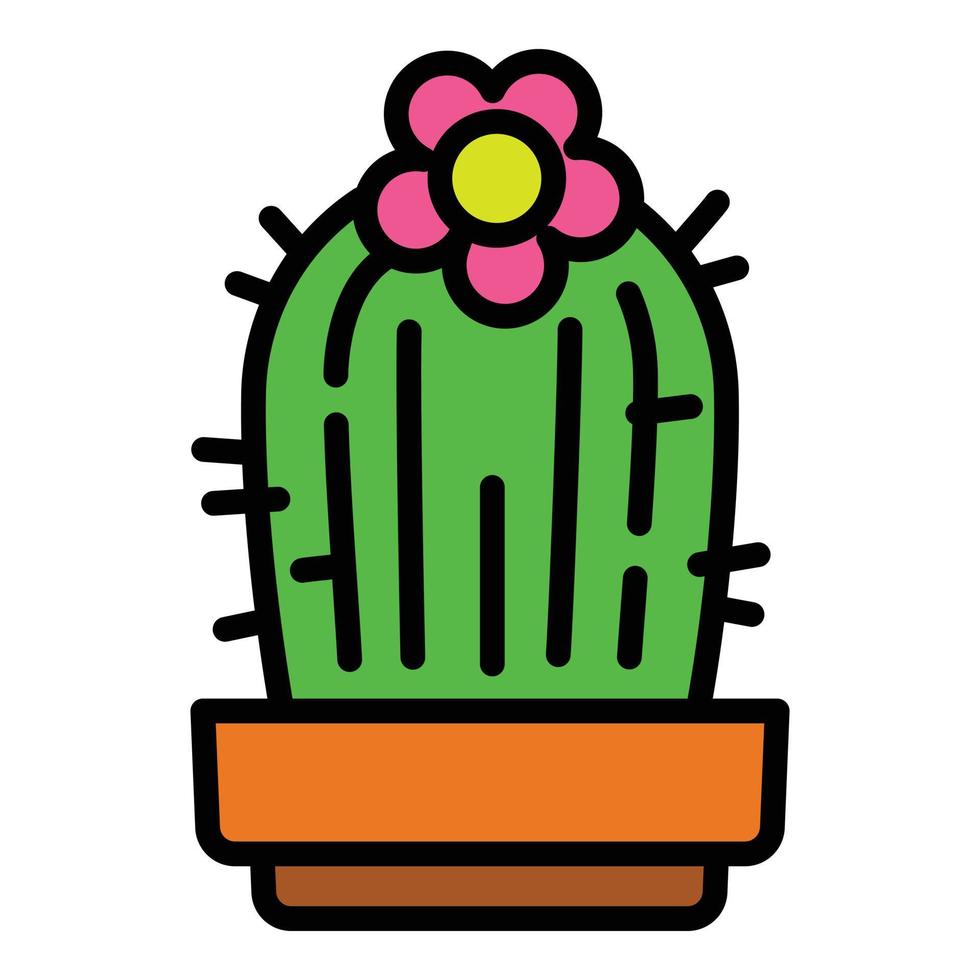 icono de cactus de flores, estilo de esquema vector