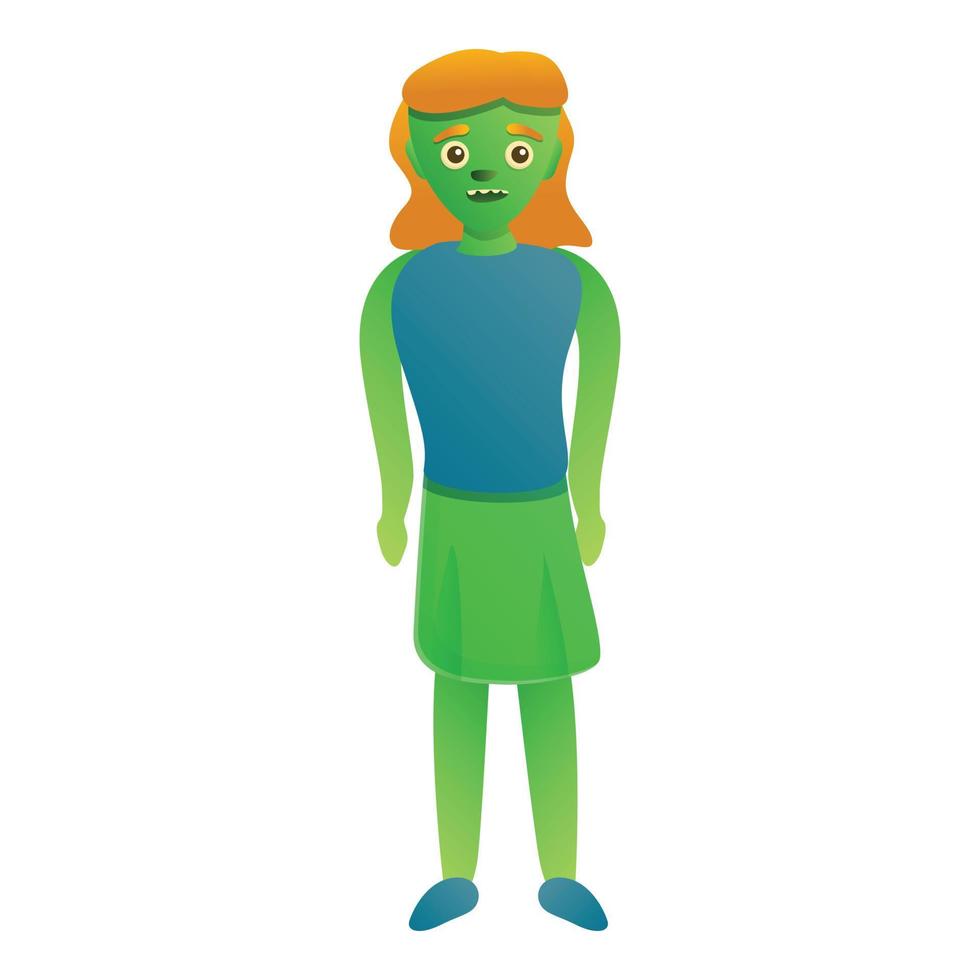 Woman zombie icon, cartoon style vector