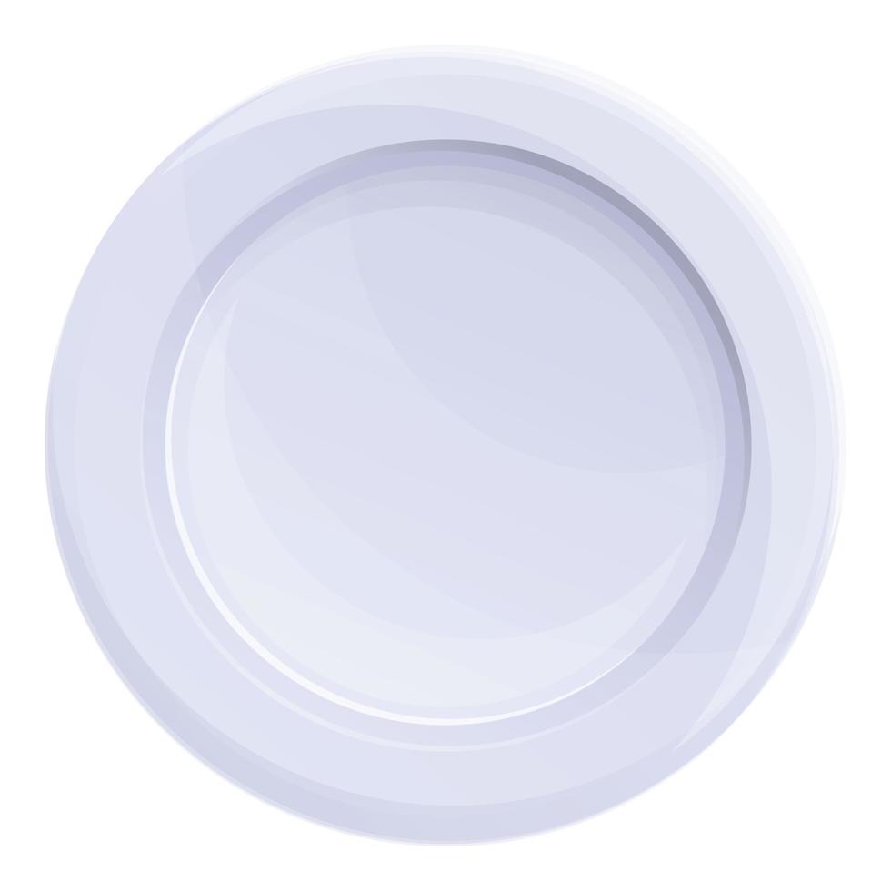 Round plastic plate icon, cartoon style vector