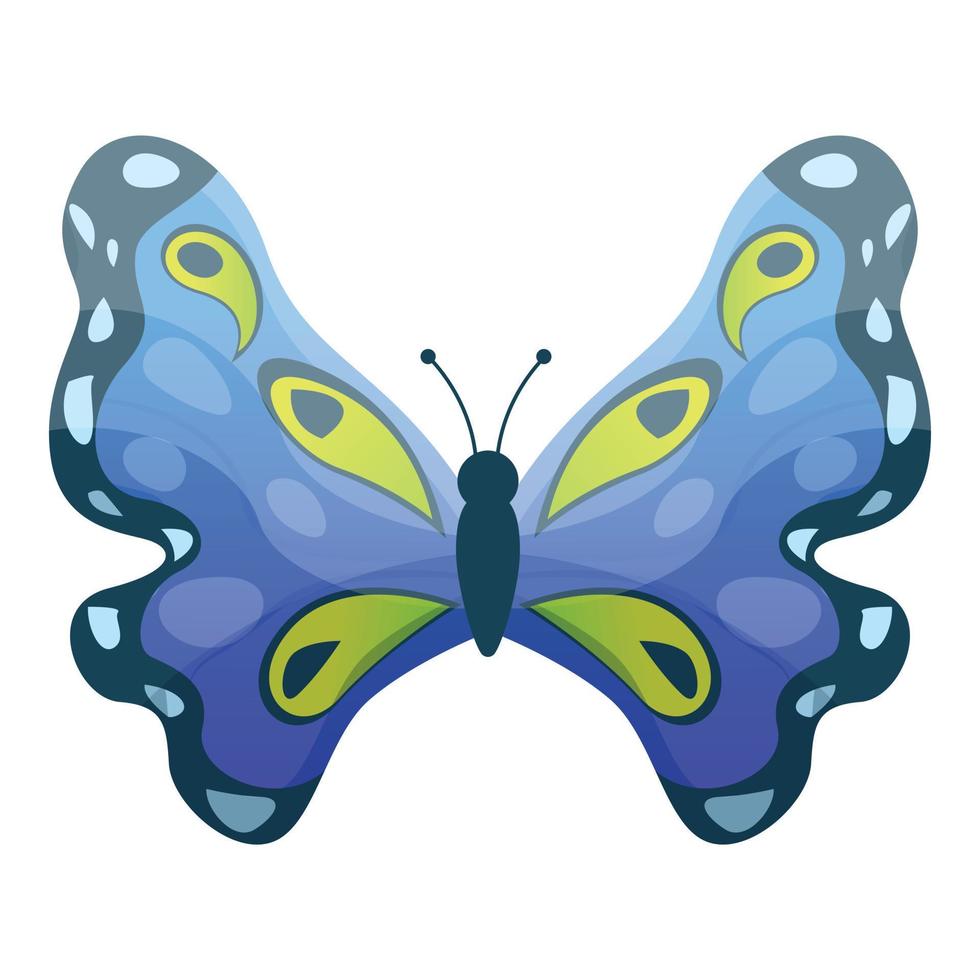 icono de mariposa azul, estilo de dibujos animados vector