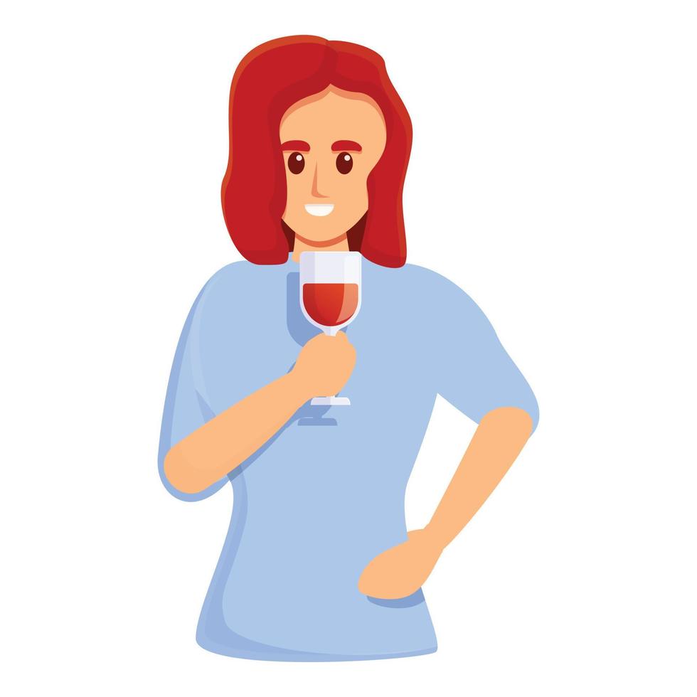 Girl sommelier icon, cartoon style vector