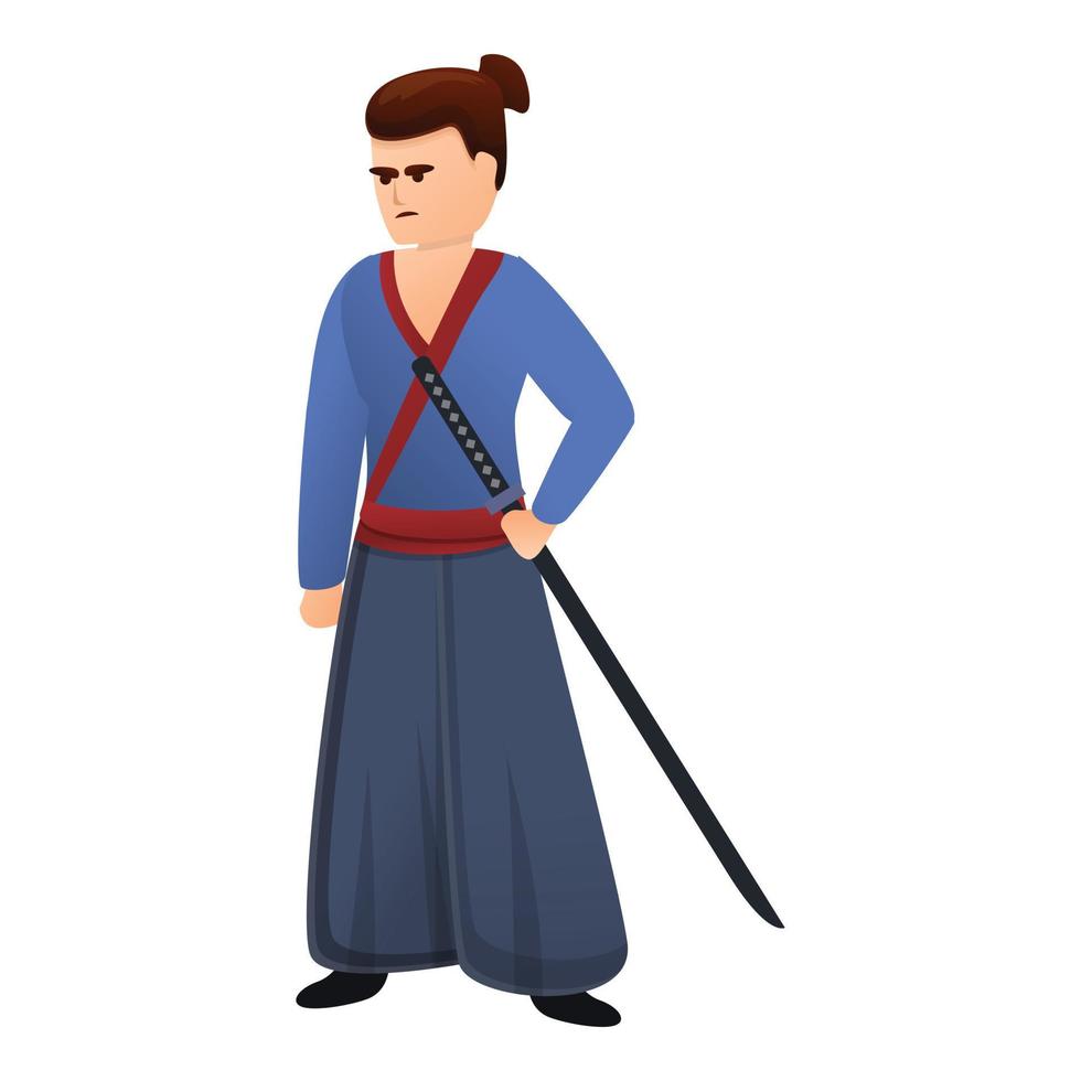 Modern samurai icon, cartoon style vector