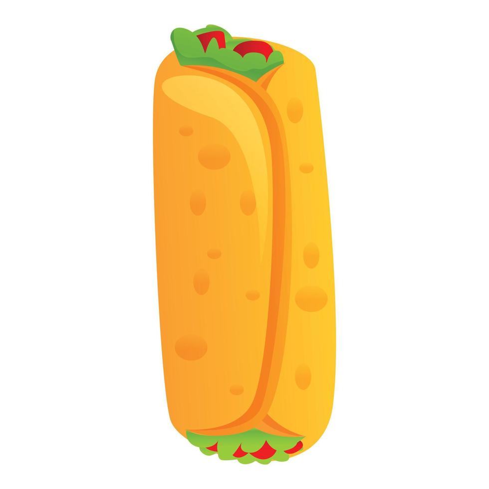 Mexican burrito icon, cartoon style vector