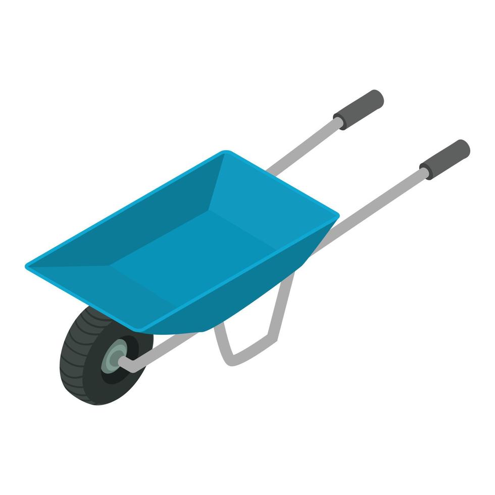 Garden wheelbarrow icon, isometric style vector