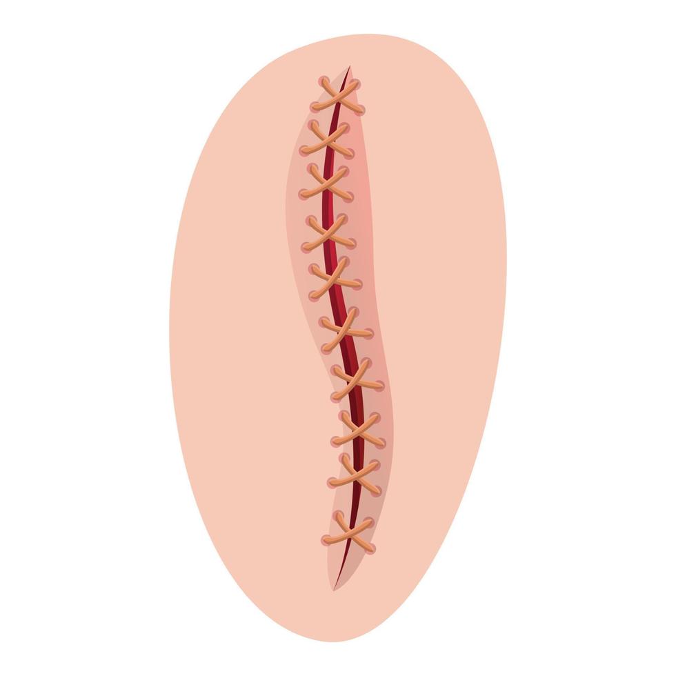 icono de sutura de incisión, estilo de dibujos animados vector