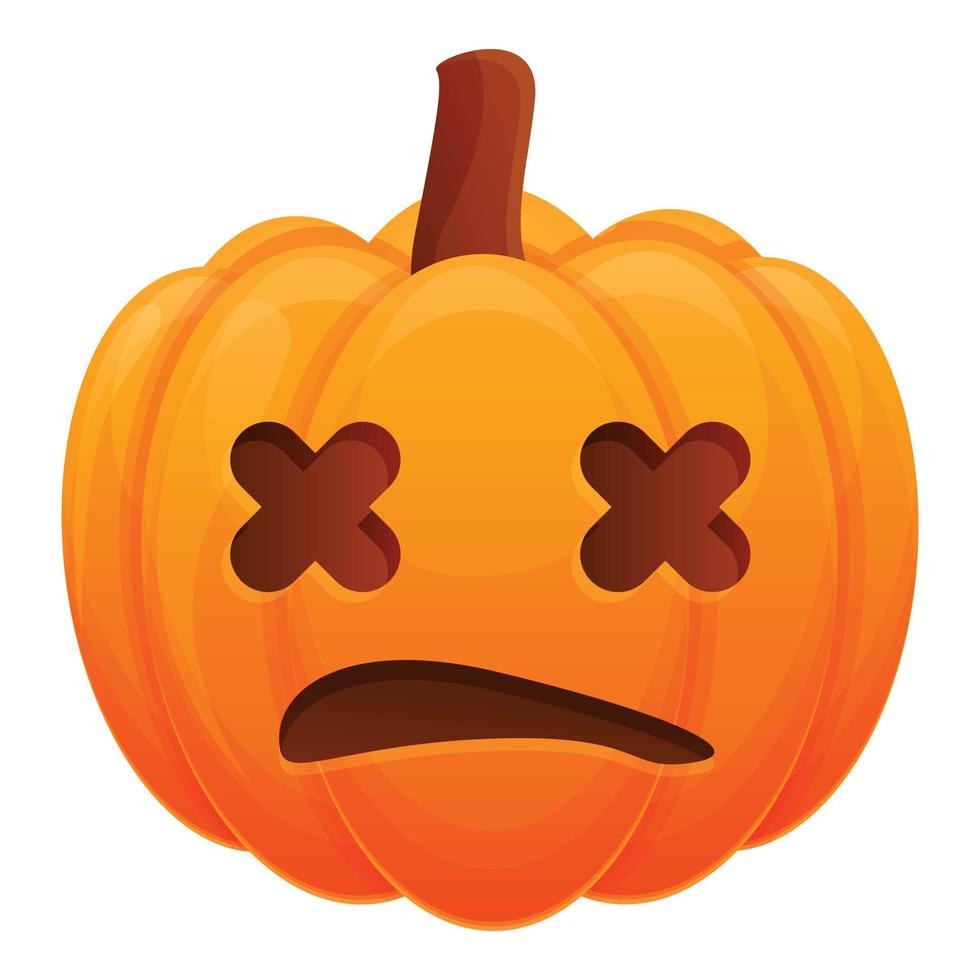 Shocked pumpkin icon, cartoon style vector