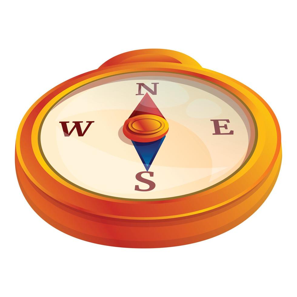 Navigation compass icon, cartoon style vector