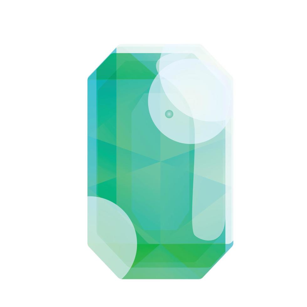 Green gemstone icon, cartoon style vector