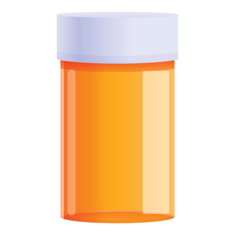 Pill jar icon, cartoon style vector