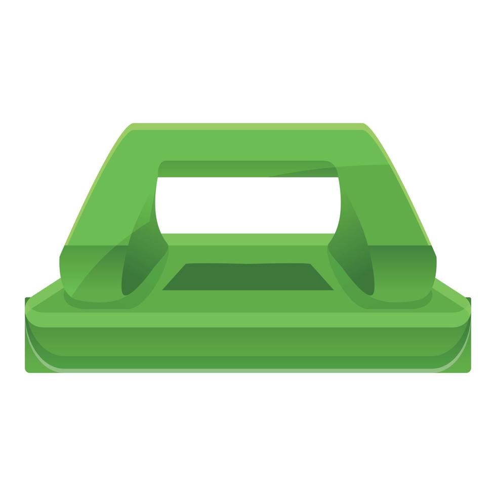 Green hole puncher icon, cartoon style vector