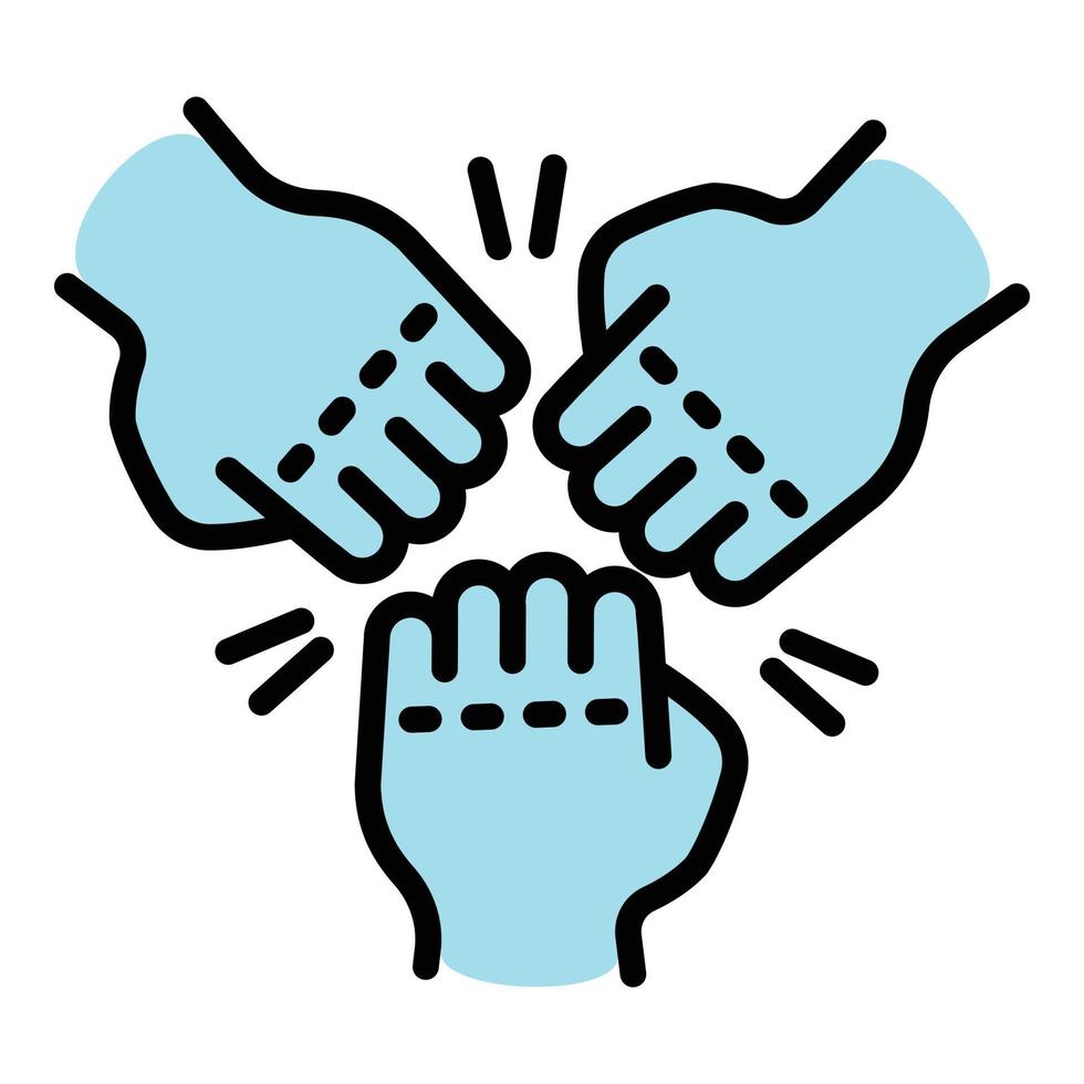 Fist teamwork icon, outline style vector