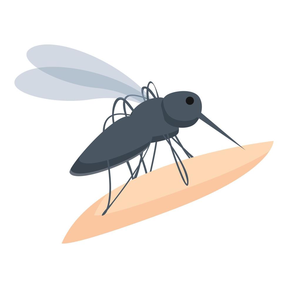 Mosquito on skin icon, cartoon style vector