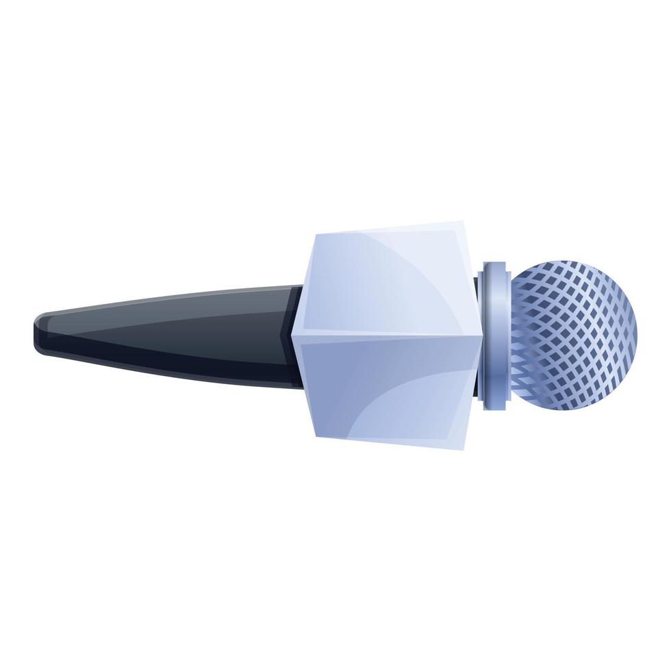 Tv reporter microphone icon, cartoon style vector