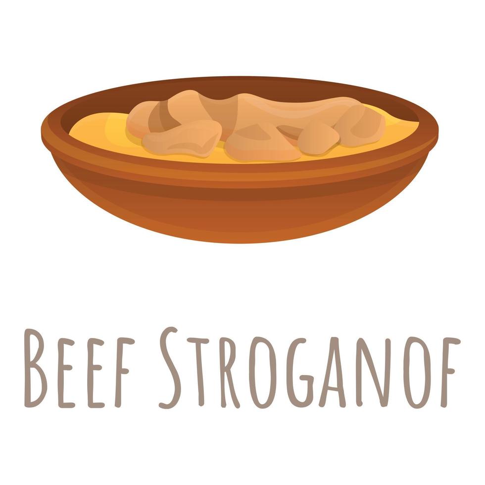 Beef stroganof icon, cartoon style vector
