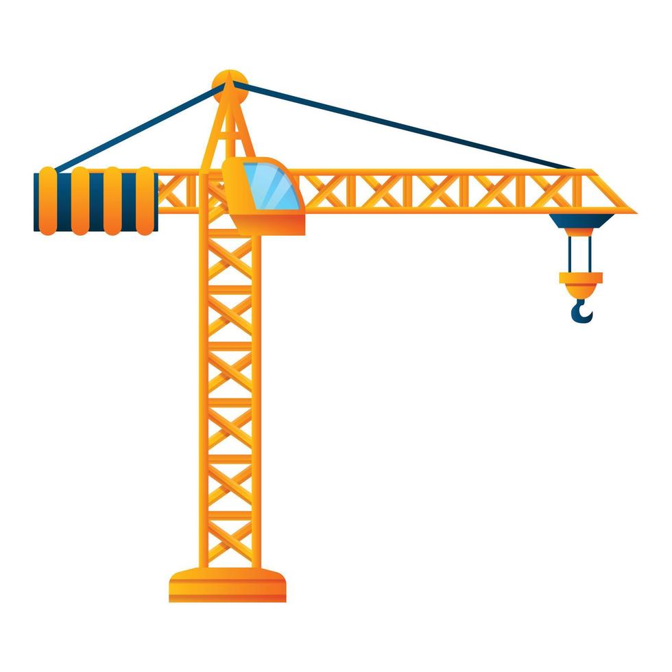 Construction crane icon, cartoon style vector