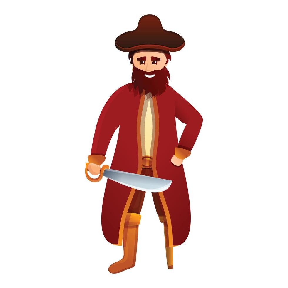 Smiling pirate man icon, cartoon style vector