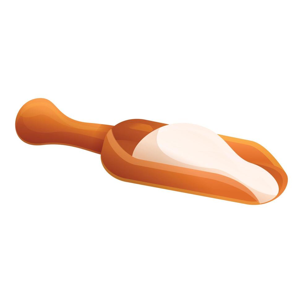 Flour spoon icon, cartoon style vector