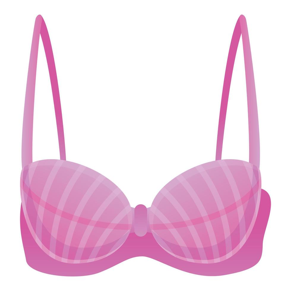 Pink bra icon, cartoon style vector