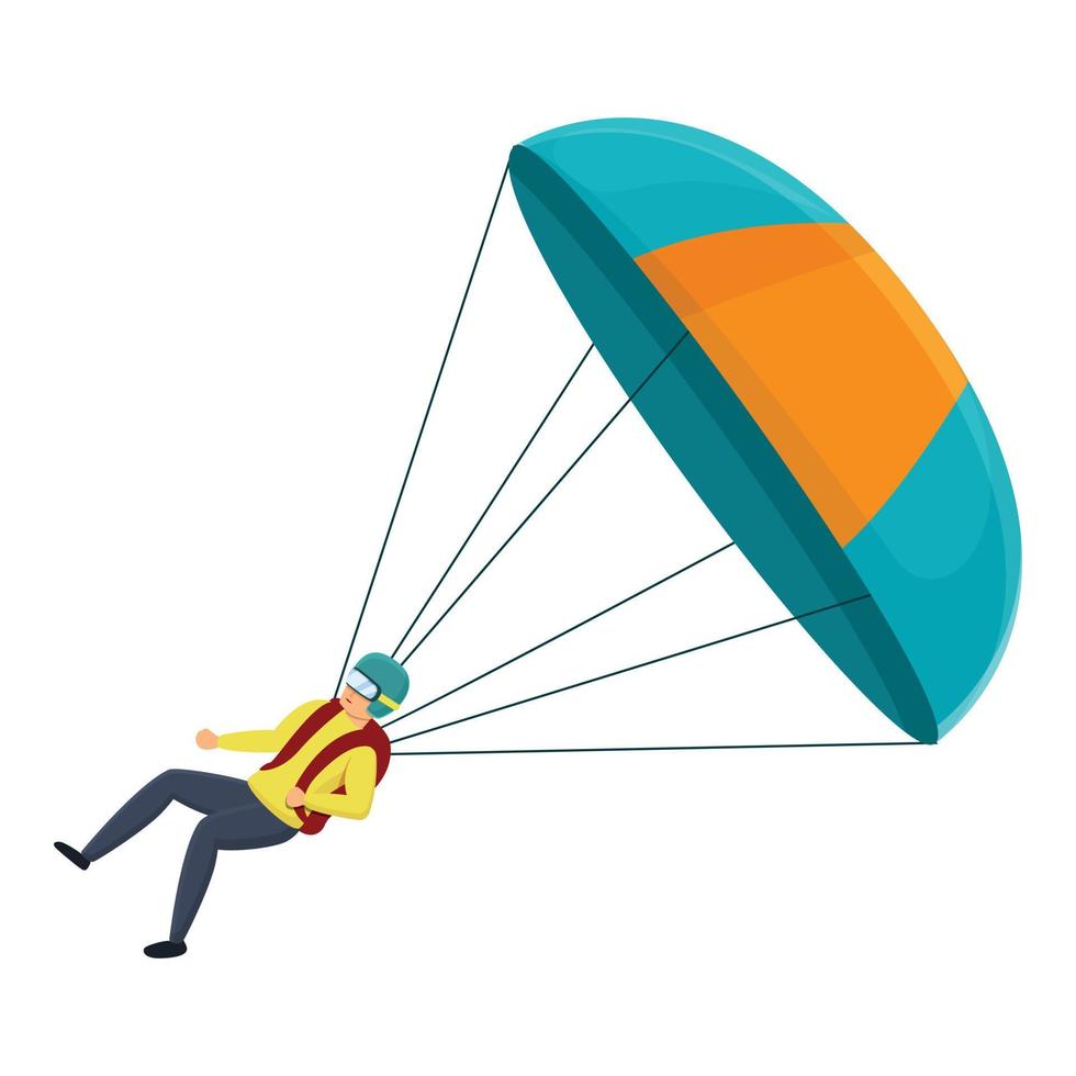 Parachuter fall icon, cartoon style vector
