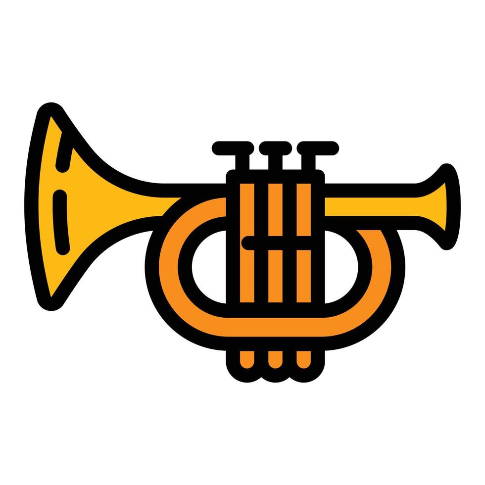 Music trumpet icon, outline style vector