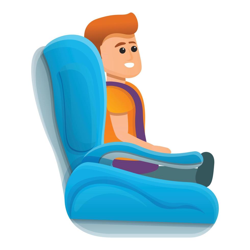 icono de asiento de seguridad de coche para niños, estilo de dibujos animados vector