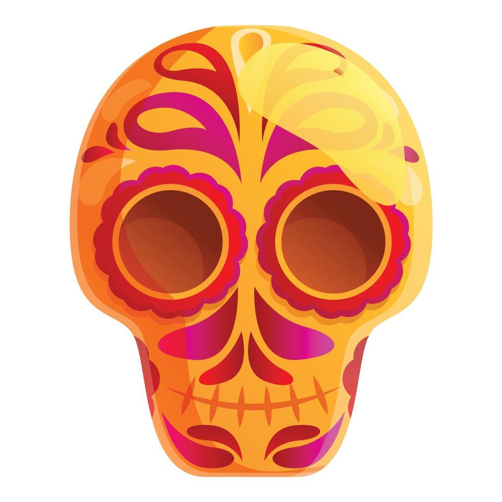 Dead mexican skull icon, cartoon style vector