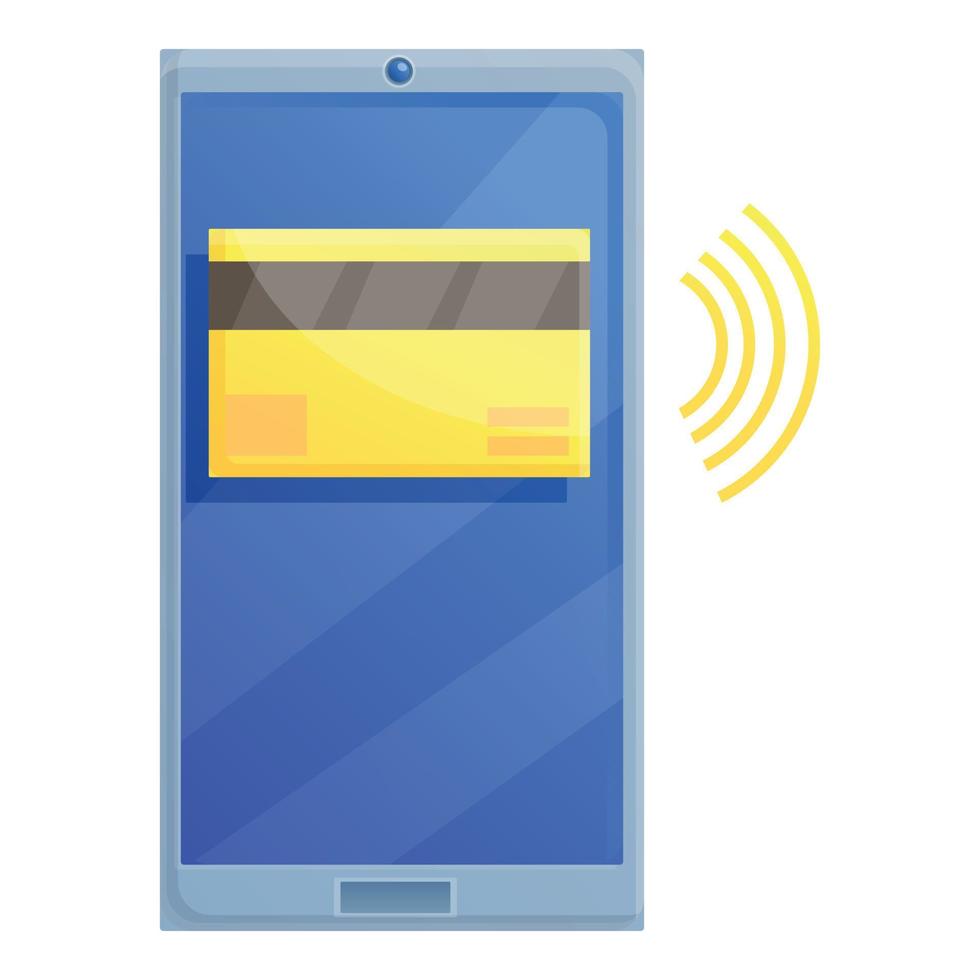 Wireless payment bank card icon, cartoon style vector