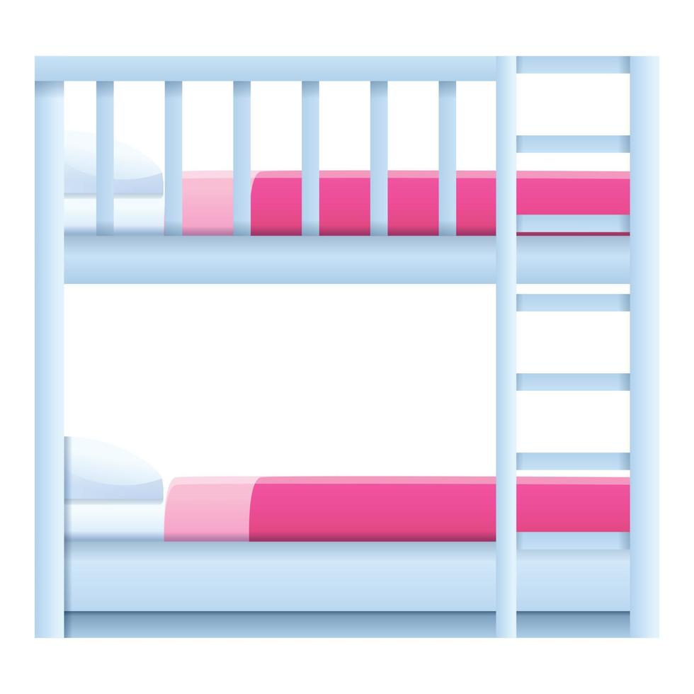 Kids bunk bed icon, cartoon style vector