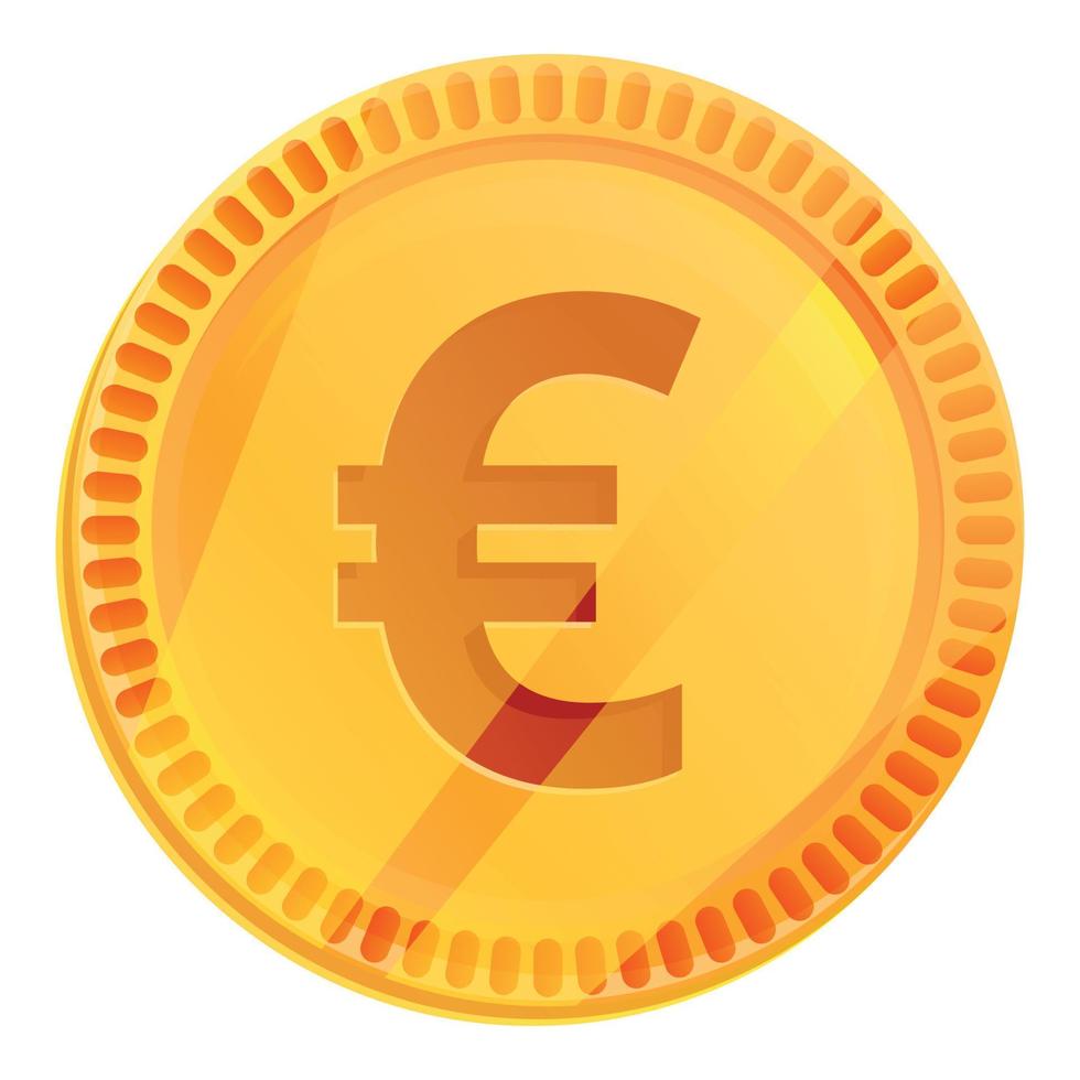 Euro coin icon, cartoon style vector