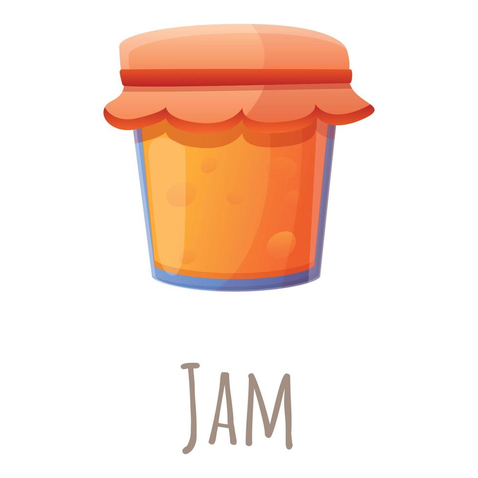 Jam jar icon, cartoon style vector