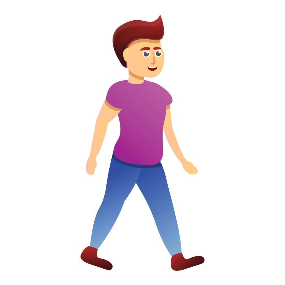 Walking boy icon, cartoon style vector