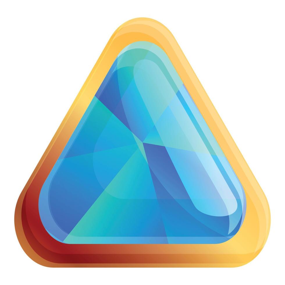 icono de piedra preciosa triangular, estilo de dibujos animados vector