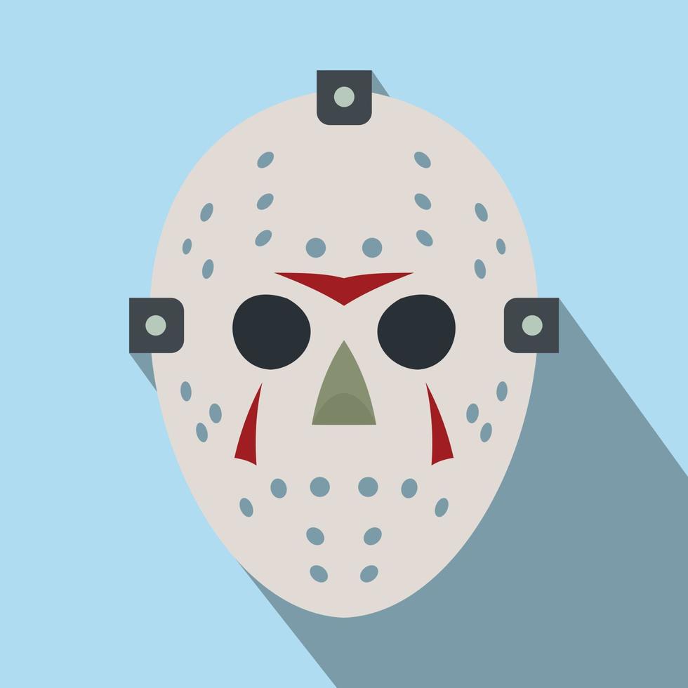 icono plano de máscara de hockey de halloween vector