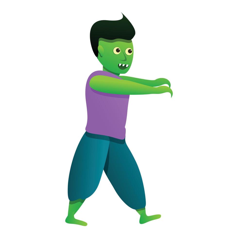 Walking young zombie icon, cartoon style vector