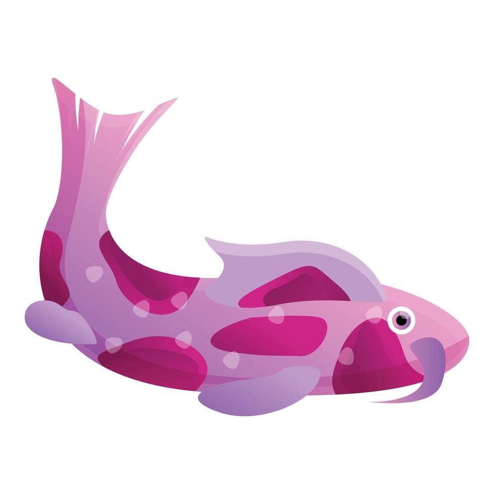 icono de koi rosa, estilo de dibujos animados vector