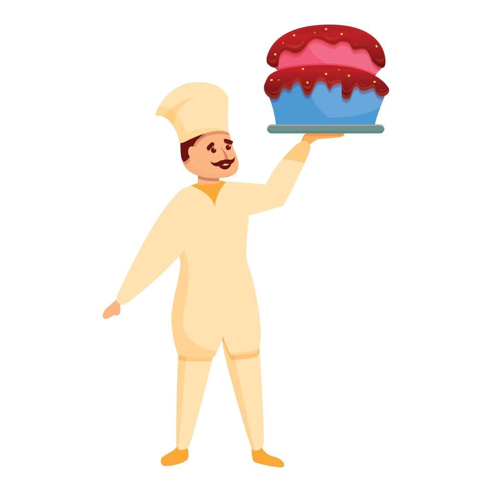 icono de pastel de cumpleaños grande pastelero, estilo de dibujos animados vector