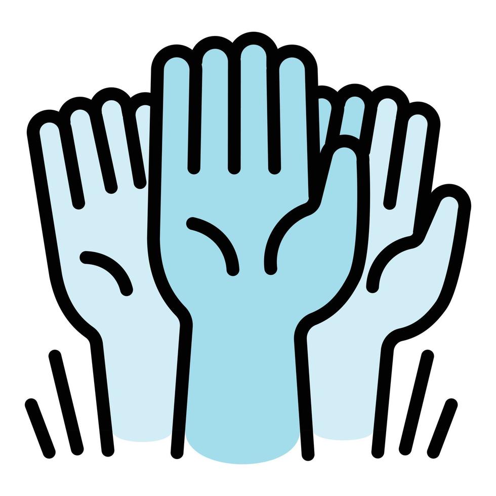 Cohesion hands up icon, outline style vector