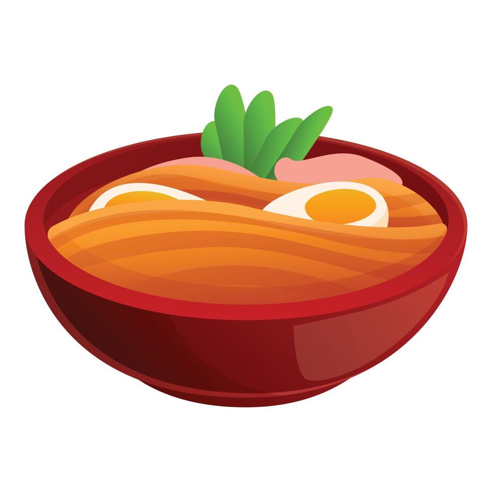 Ramen soup icon, cartoon style vector