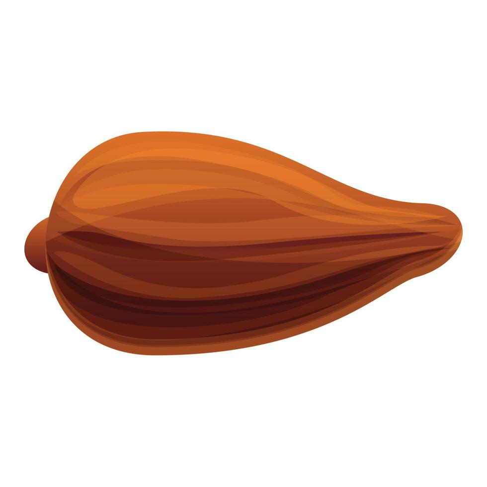 Brown cocoa fruit icon, cartoon style vector