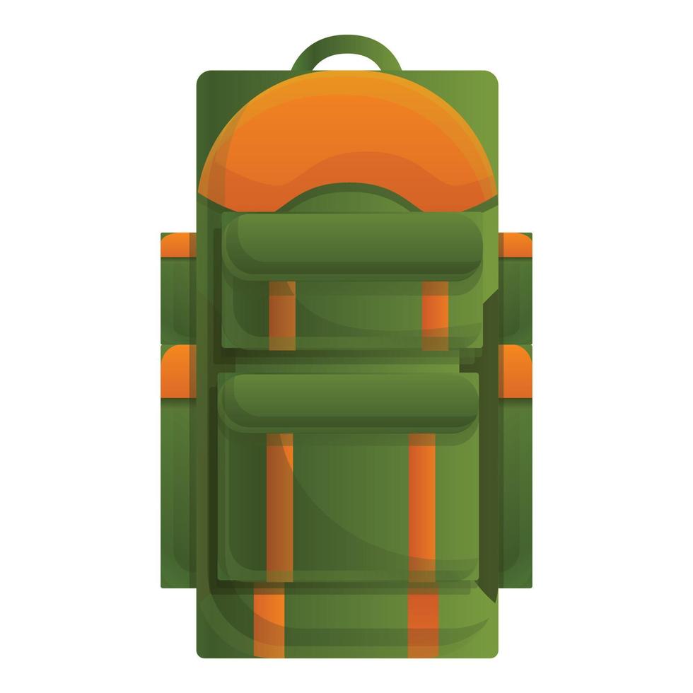 Hiking backpack icon, cartoon style vector