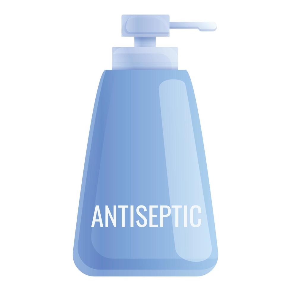 Antiseptic blue bottle icon, cartoon style vector