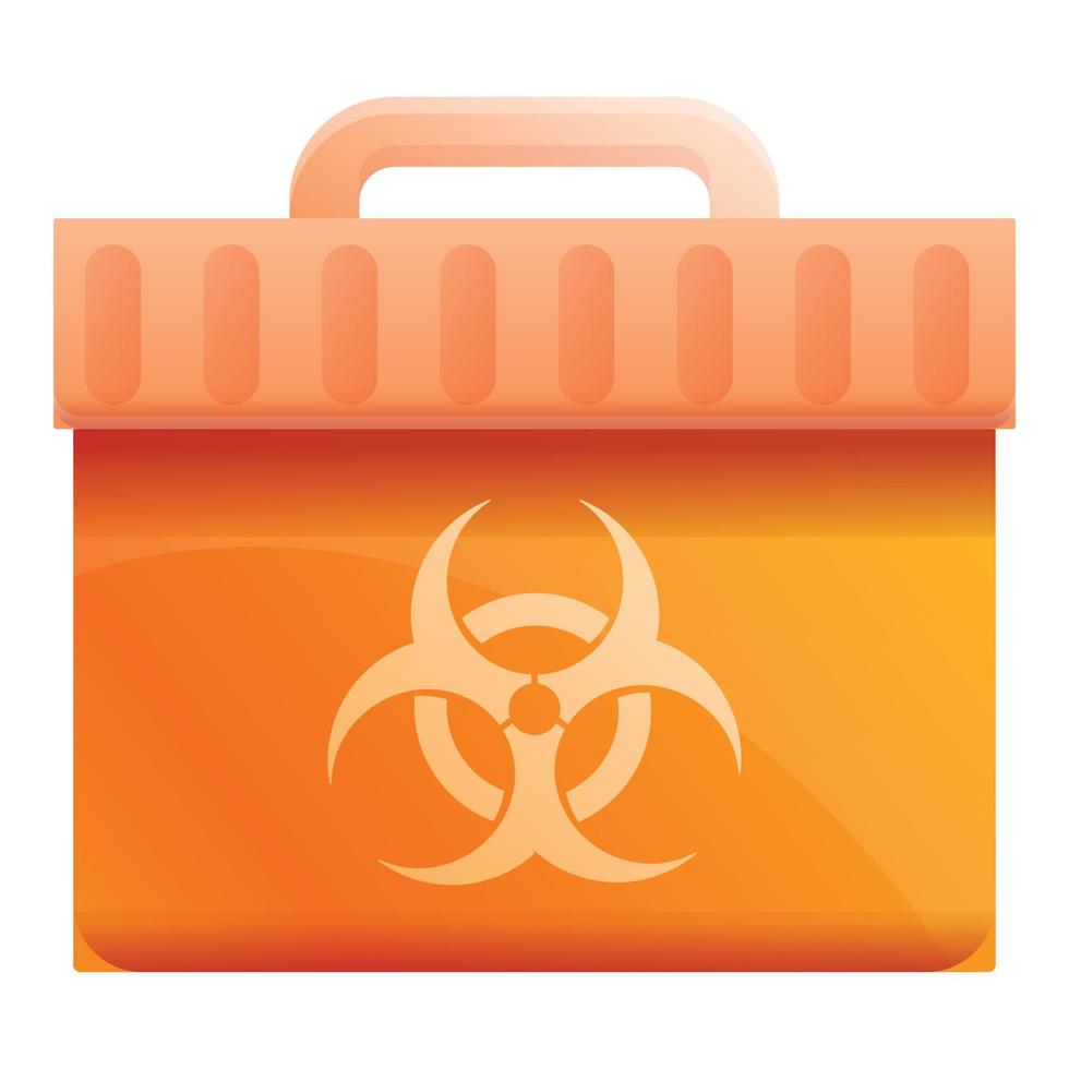 Biohazard box icon, cartoon style vector