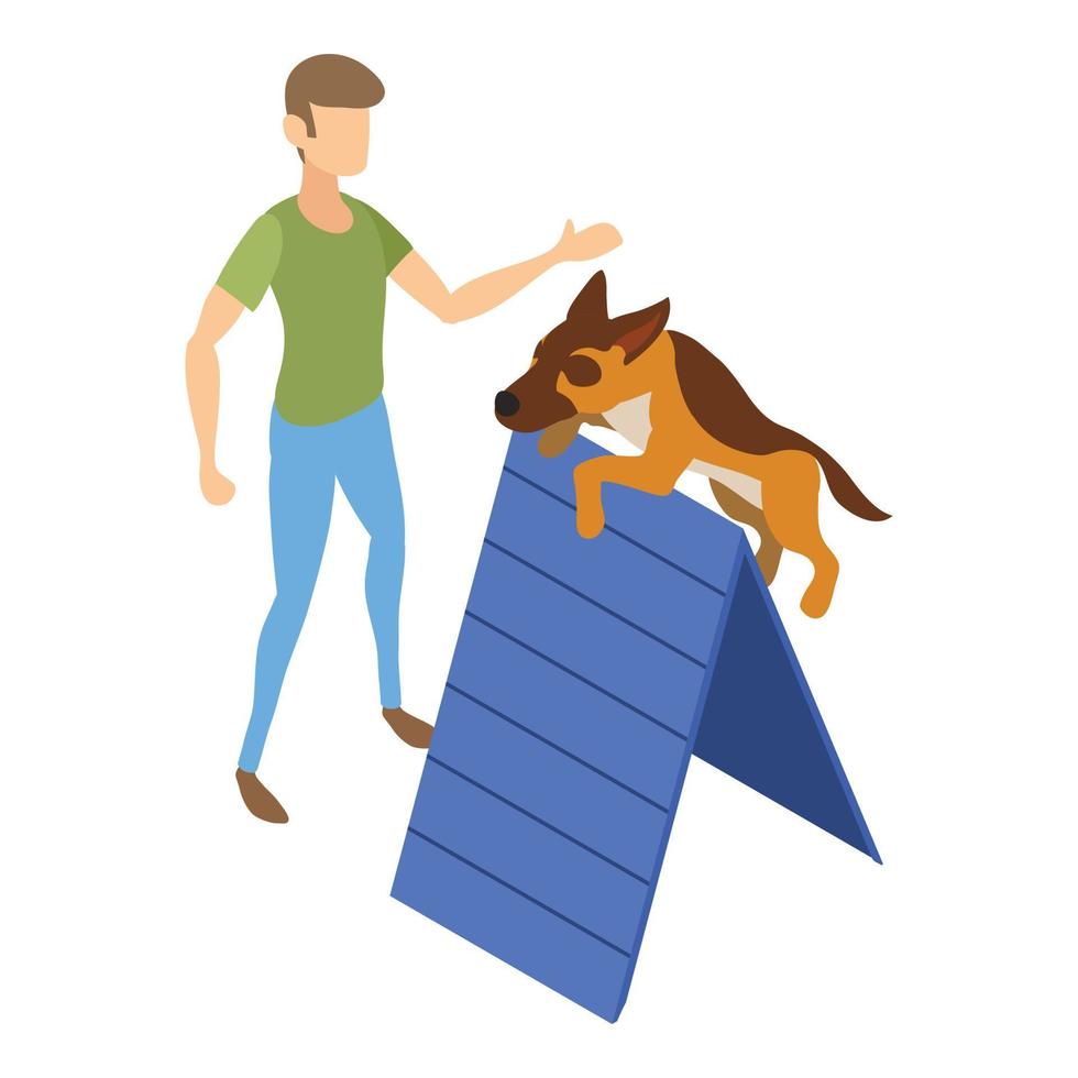 icono de entrenamiento de obstáculos para perros, estilo isométrico vector