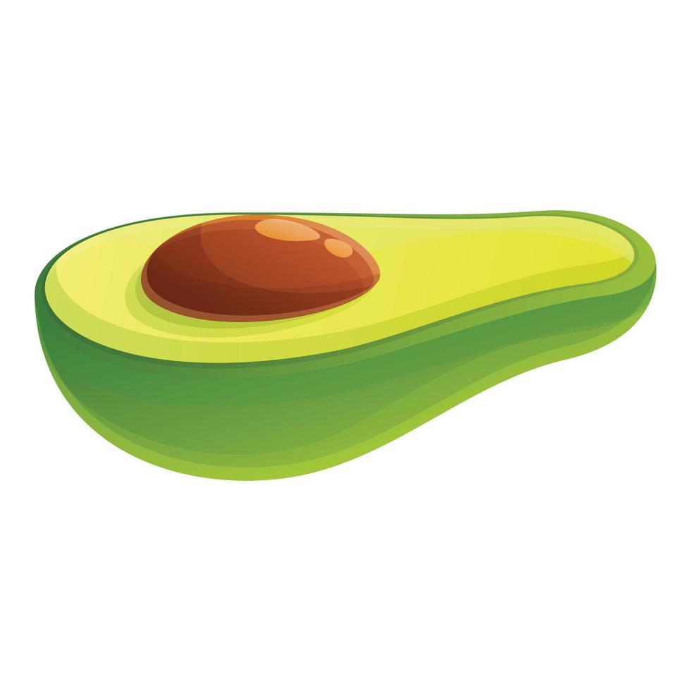 icono exótico de medio aguacate, estilo de dibujos animados vector